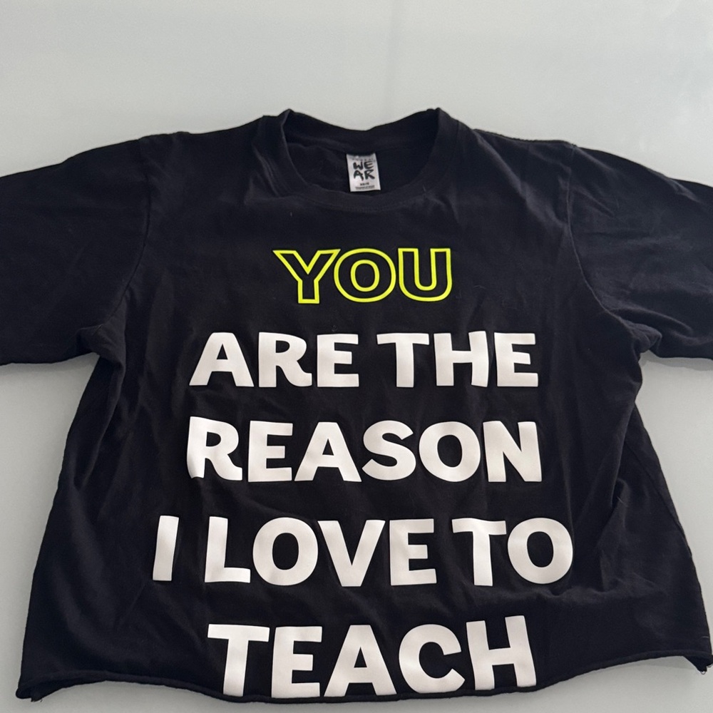 Zumba Fitness Black Tee with Bold White and Yellow Print